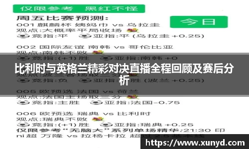 比利时与英格兰精彩对决直播全程回顾及赛后分析